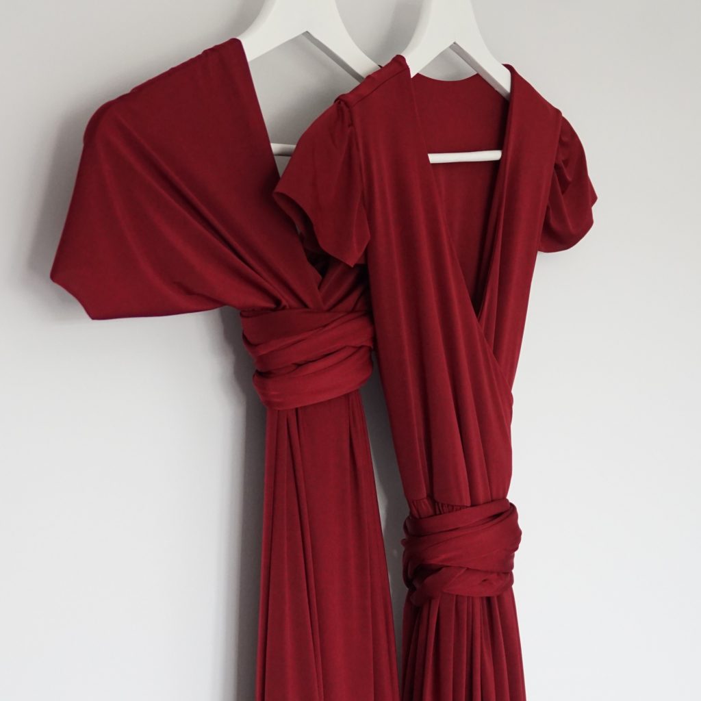 Burgundy bridesmaid dress, burgundy multiway dress, burgundy wrap dress
